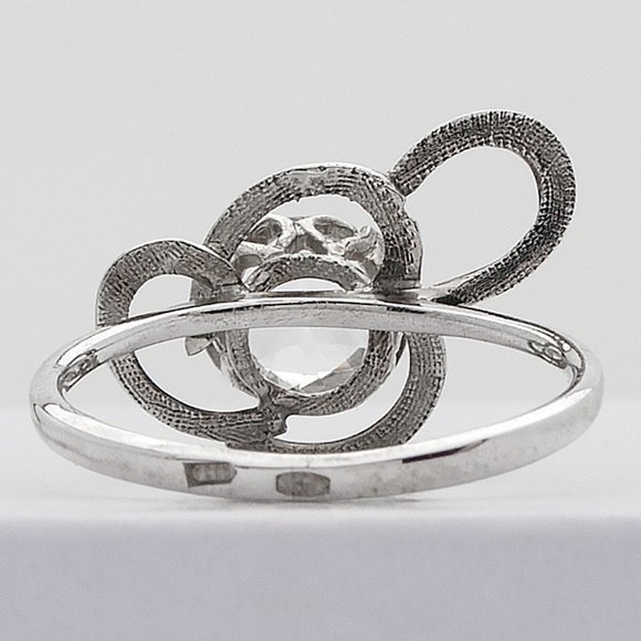 Vintage Rock Crystal Ring, Real Sterling Silver Fancy Cocktail Ring, Size 7.25 - Picture 6 of 9